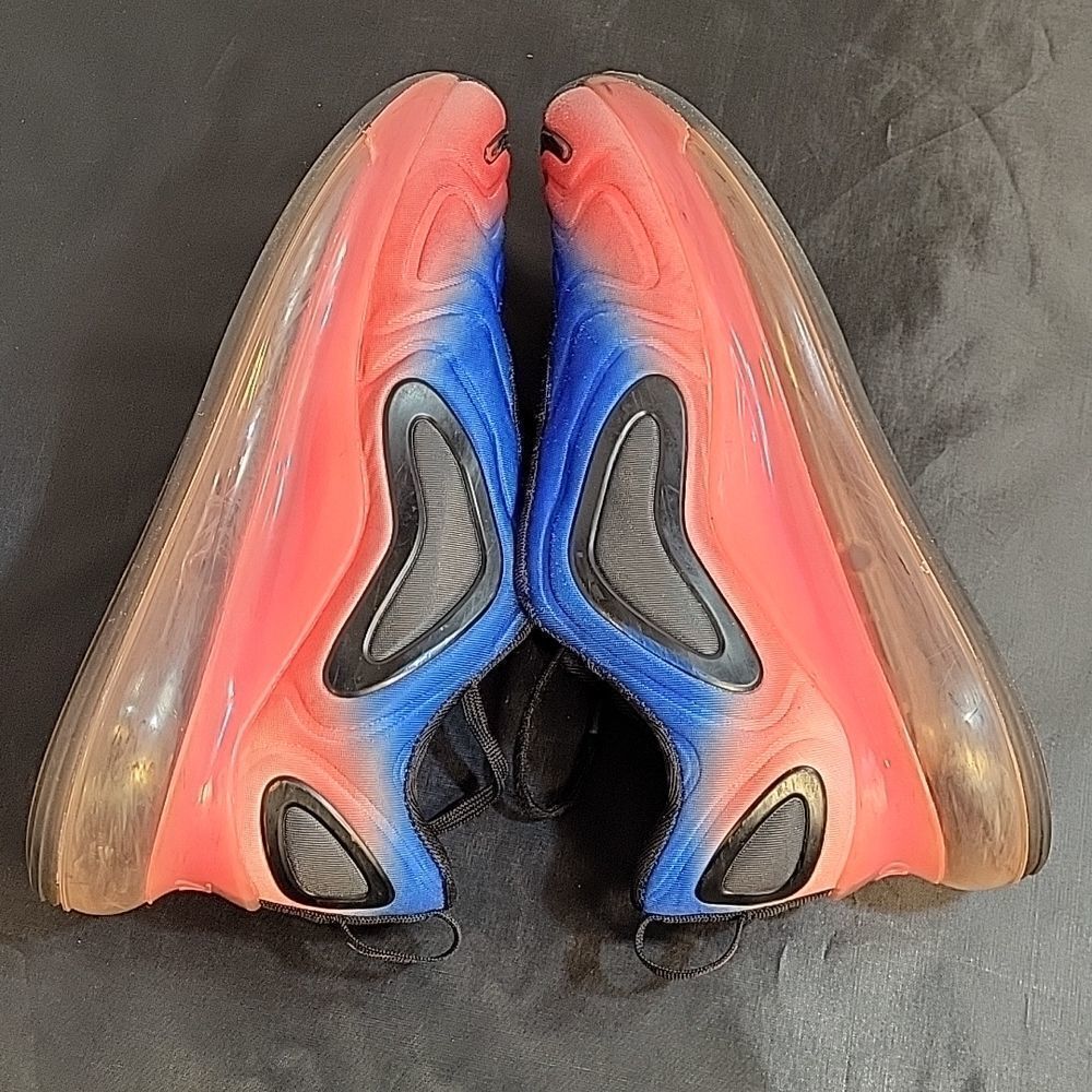 NIKE AIR MAX 720 GS BLACK RACER BLUE LACE-UP CLOSURE SNEAKER G1 - Picture 6 of 15